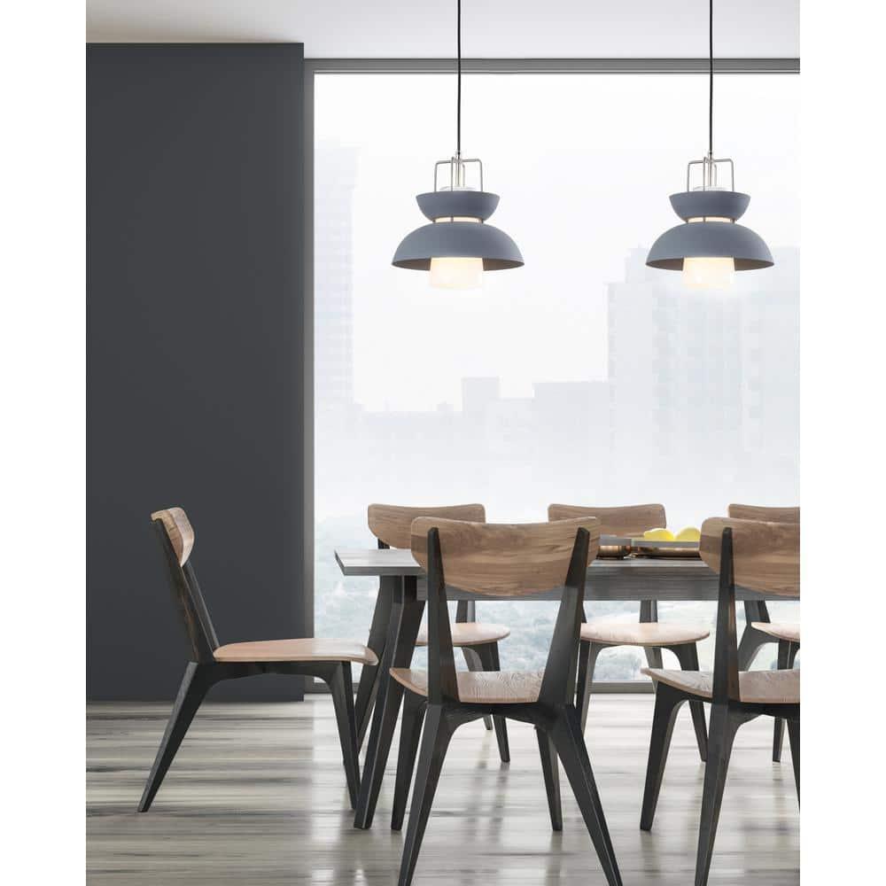 Paul 11" Farmhouse Metal LED Pendant, Gray
