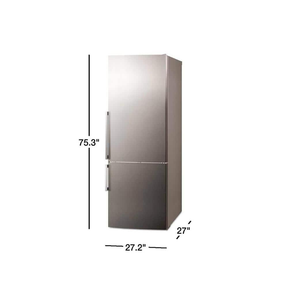 Summit Appliance FFBF279SSXH72LHD 28 in. Bottom Freezer Refrigerator - LHD