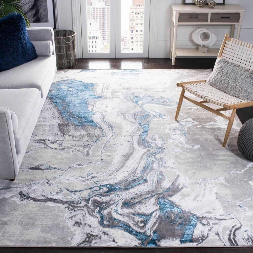 Amelia ALA277 Machine Made Indoor Area Rug - Grey/Blue - 9'x12' - Safavieh