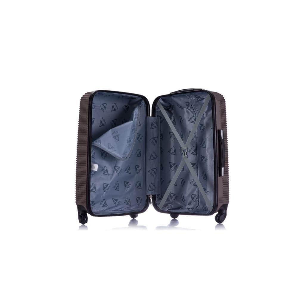 InUSA Royal 3pc Hardside Checked Spinner Luggage Set - Brown