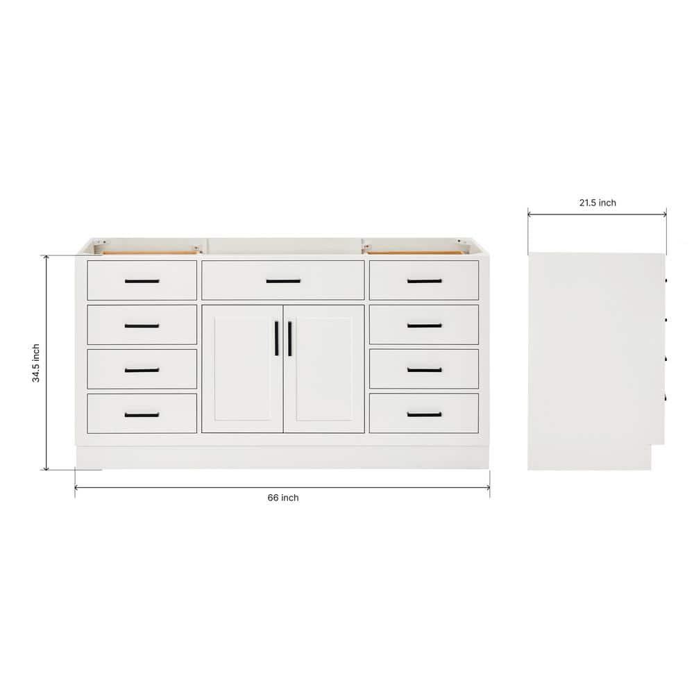 Ariel T066s-Bc Hepburn 66" Single Free Standing Vanity Cabinet Only - White