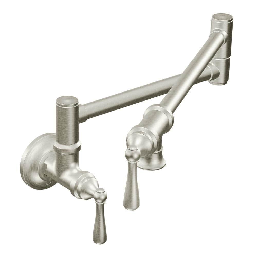 Moen Traditional Wall Mount Swing Arm Folding Pot Filler Kitchen Faucet