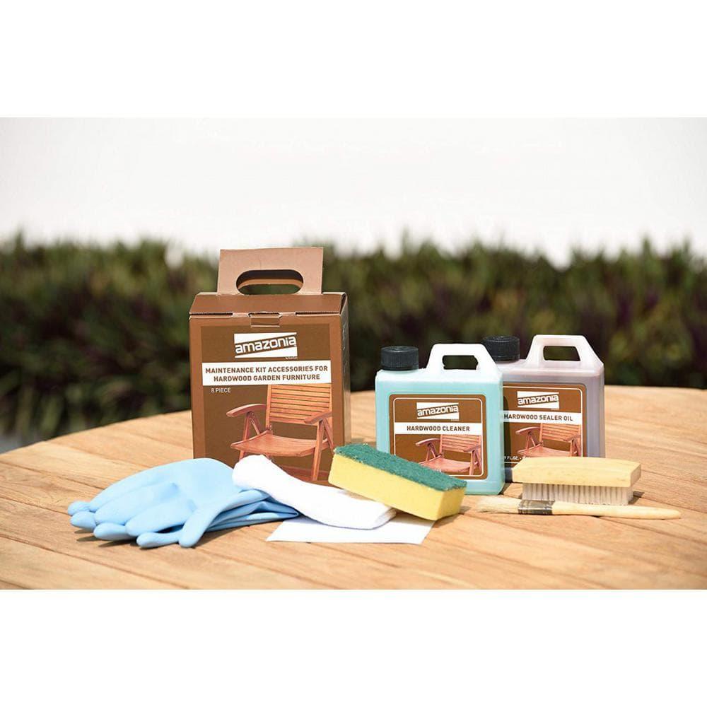 Amazonia Provence 9-Piece  Solid Wood 100% FSC and Eco-Friendly Wicker Square Patio Dining