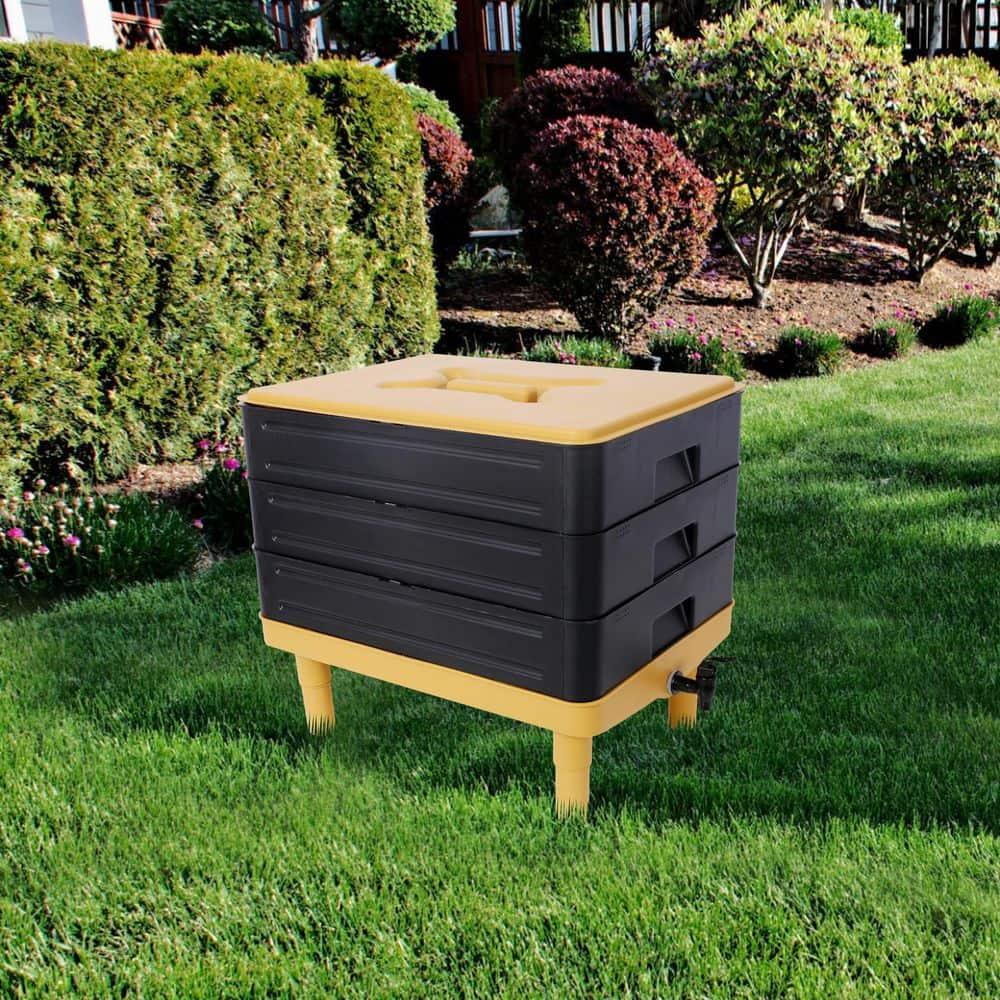 Large Capacity 3-Tray Worm Composter Kit 65L Stackable System for Nutrient-Rich Compost Efficient Indoor & Outdoor Vermicomposting Starter Odor-Free Recycling Bin Earth-Friendly Design