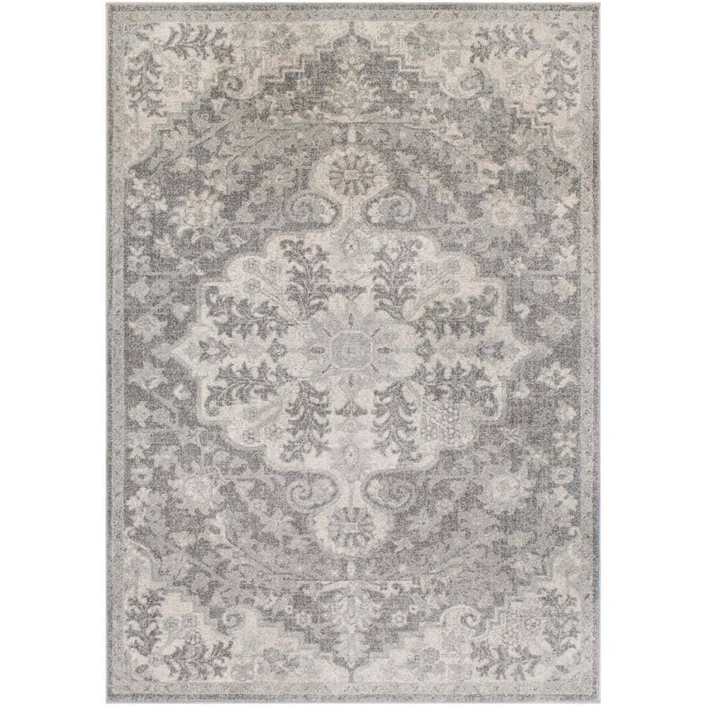 Livabliss Harput Vintage Medallion Area Rug,2' x 2'11",Dark Grey