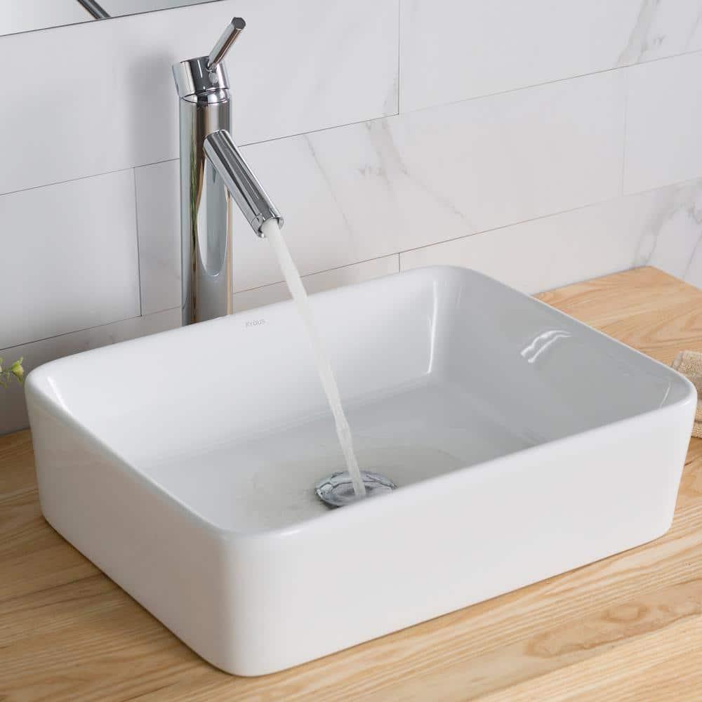 Kraus KCV-121 Thin ceramics Rectangular Vessel Bathroom Sink