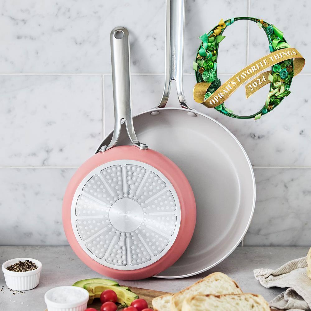 Coral Ceramic Nonstick Frying Pan Set with Stainless Steel Handles