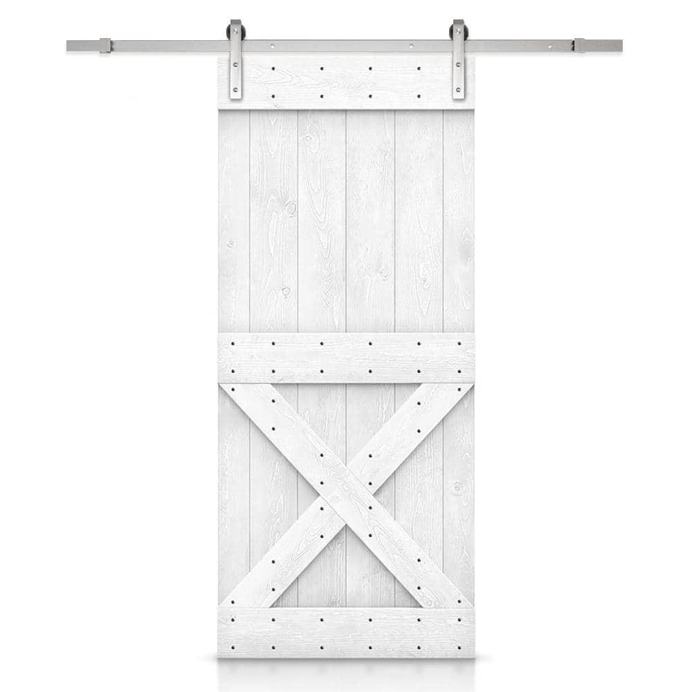 Calhome 36'' x 84'' Solid Wood Paneled Painted with Installation Hardware Kit Barn Door