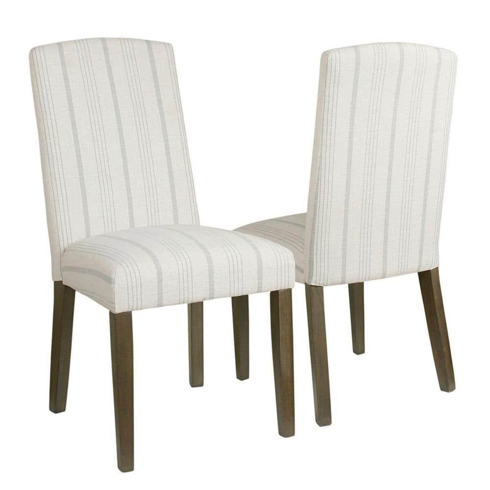 HomePop Set of 2 Classic Parsons Dining Chairs Dove Gray Stripe: Upholstered, Foam-Filled, Wood Legs