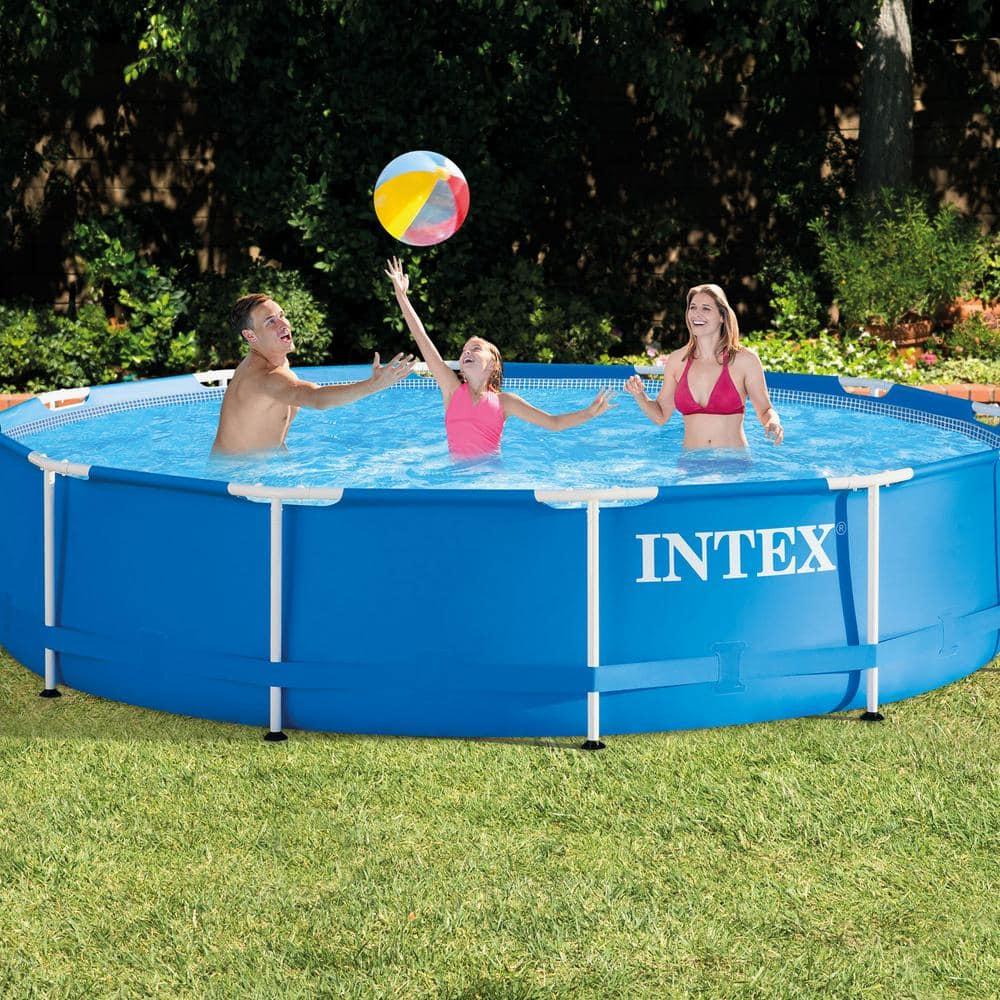 Intex Recreation Plastic Round Frame Set Pool 40'' H x 105'' W x 128'' L , with Pump Included