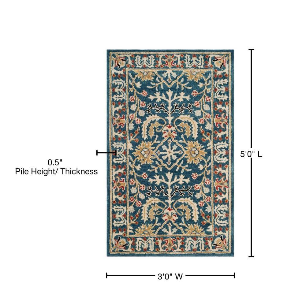 Antiquity AT64 Hand Tufted Area Rug - Dark Blue/Multi - 3'x5' - Safavieh.