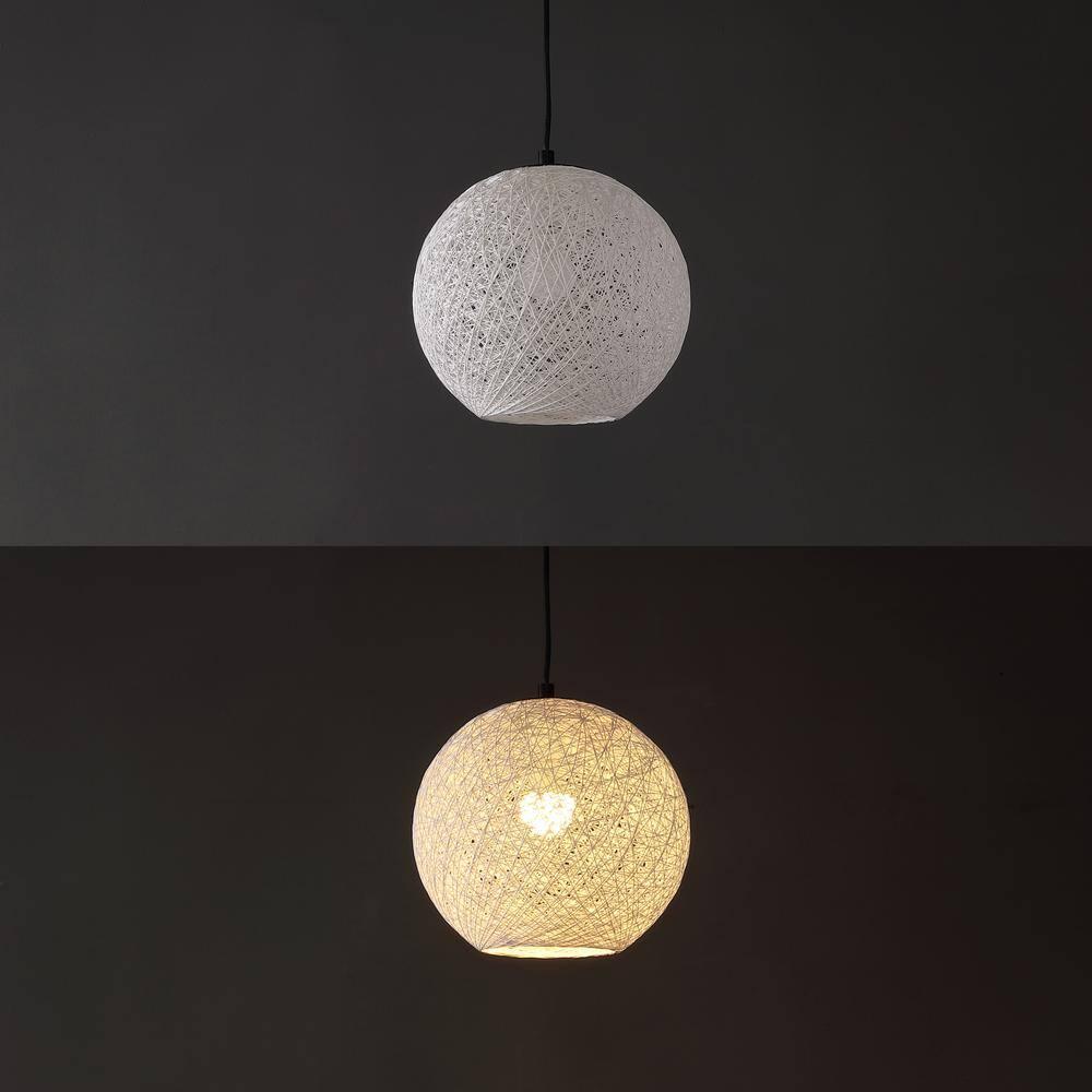 Isla Jade 12" Lacey Bohemian Minimalist Iron/Rope Woven Globe LED Pendant White/Black : 20x20 Inch Polyester, Machine Washable Cloth Napkins