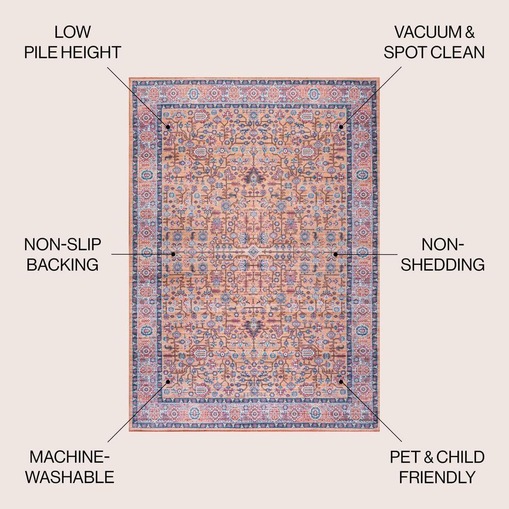 8' x 10' Kemer All-Over Persian Machine Washable Indoor/Outdoor Area Rug, Multi - JONATHAN Y