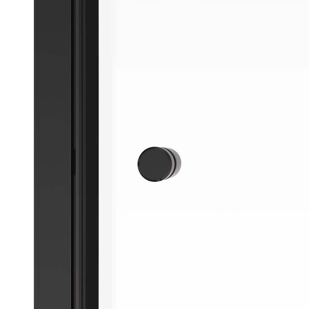 Rotolo Semi-Frameless Sliding Corner Shower Enclosure Door, 44-48 in. W, 76 in. H, Clear Glass in Matte Black