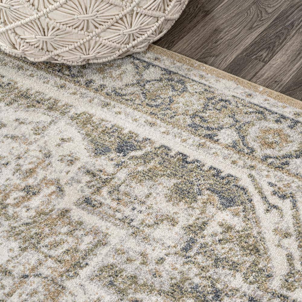 JONATHAN Y Keesha Bold Distressed Medallion Low-Pile Machine-Washable Green/Cream 5 ft. x 8 ft. Area Rug