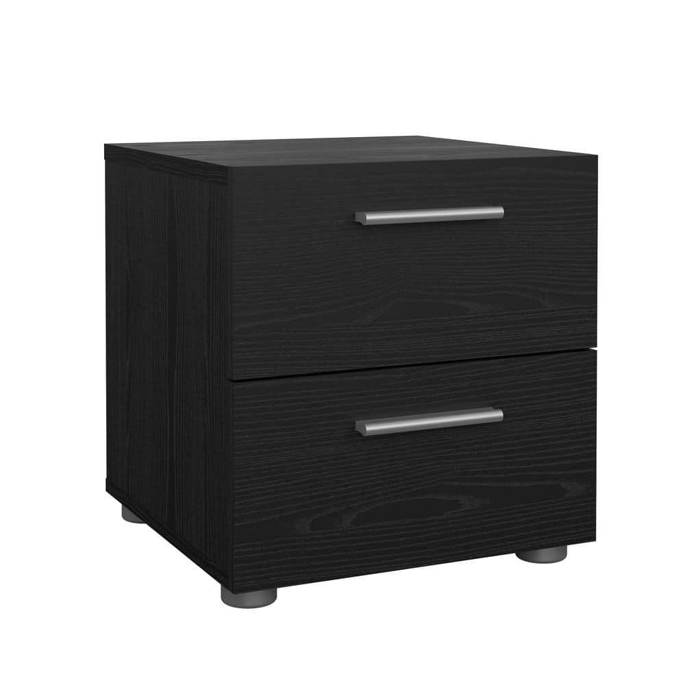 Tvilum, Austin 2 Drawer Nightstand, Black Woodgrain
