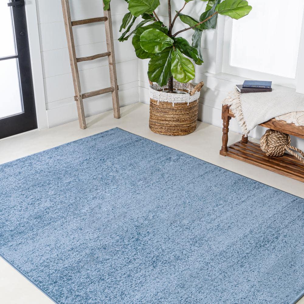 8'x10' Haze Solid Low-Pile Area Rug, Classic Blue - JONATHAN Y