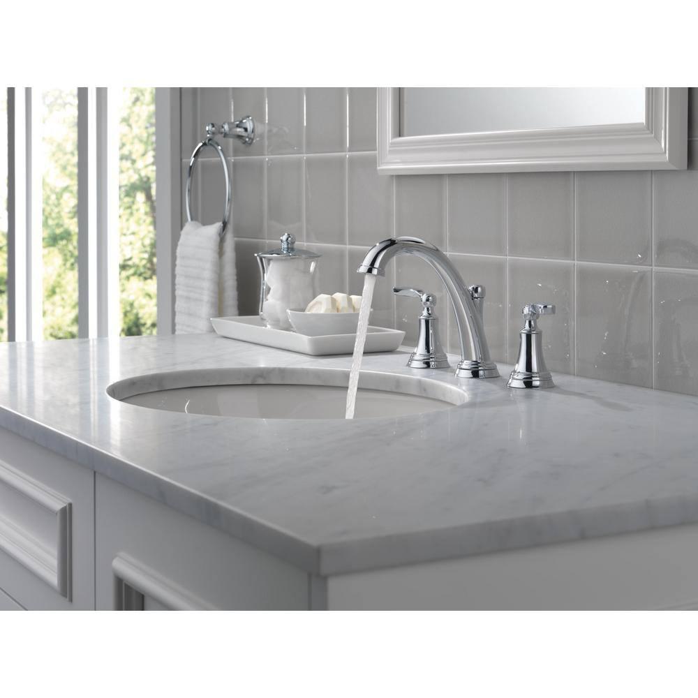 Woodhurst Widespread Bathroom Faucet 3 Hole, 2-handle Bathroom Sink Faucet with Drain Assembly