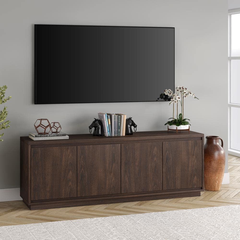 Evelyn&Zoe Presque Rectangular TV Stand for TV's up to 75", Alder Brown