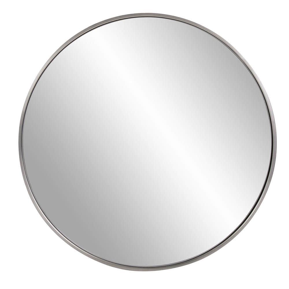 Howard Elliott 30" Round Stainless Steel Framed Vanity Mirror Brushed Silver