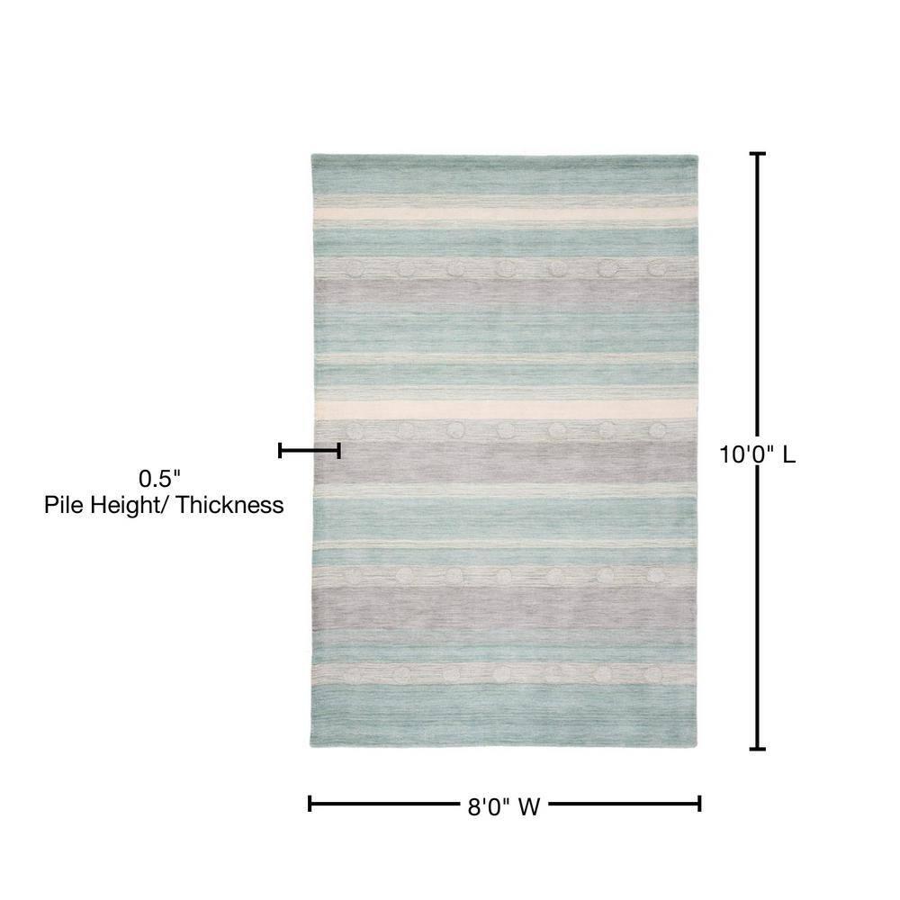 Hampton HTN231 Power Loomed Indoor/Outdoor Area Rug - Aqua/Ivory - 8'x10' - Safavieh.