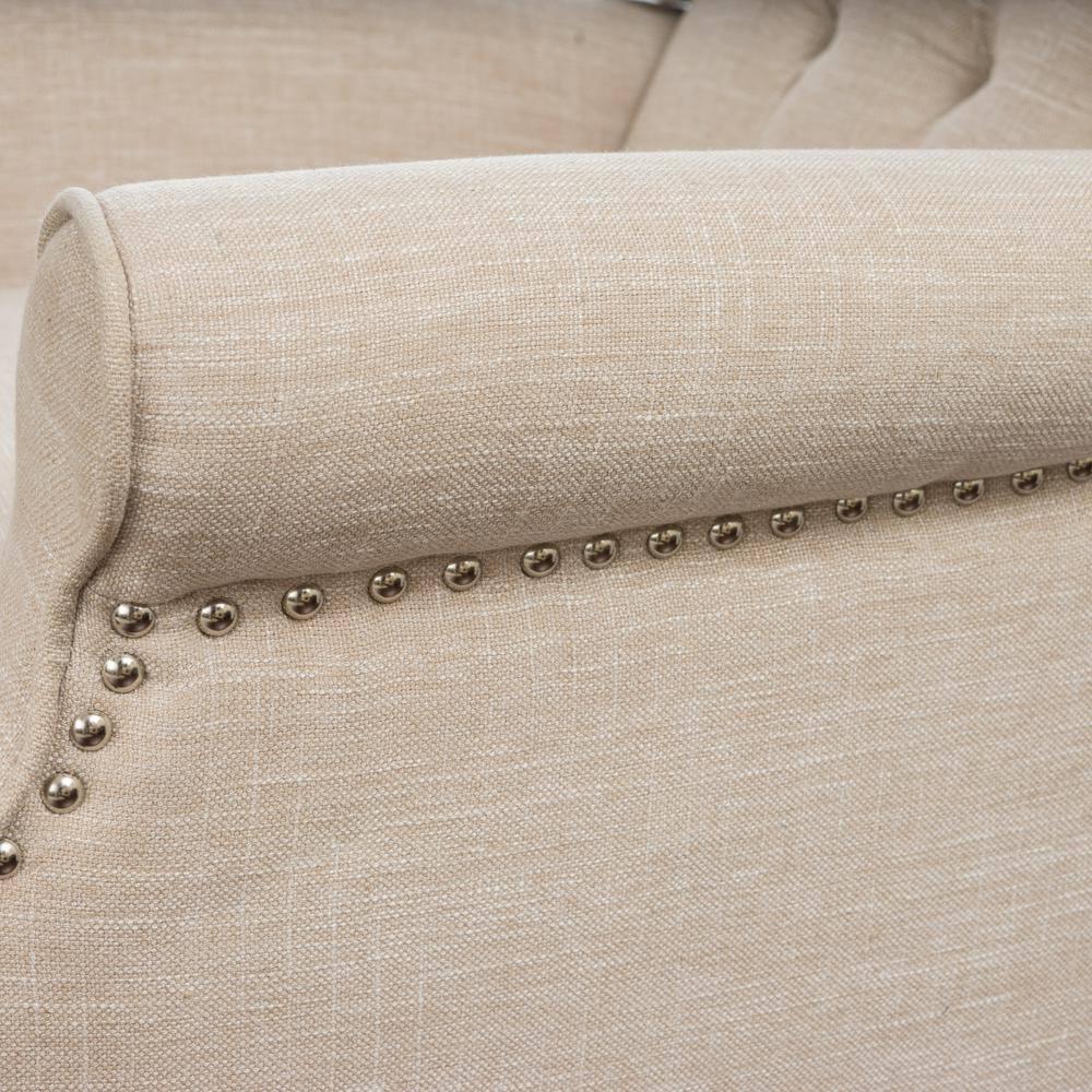 Walter Light Beige Fabric Recliner Club Chair - Christopher Knight Home: Elegant Tufted Wingback, Nailhead Trim, Polyester Upholstery