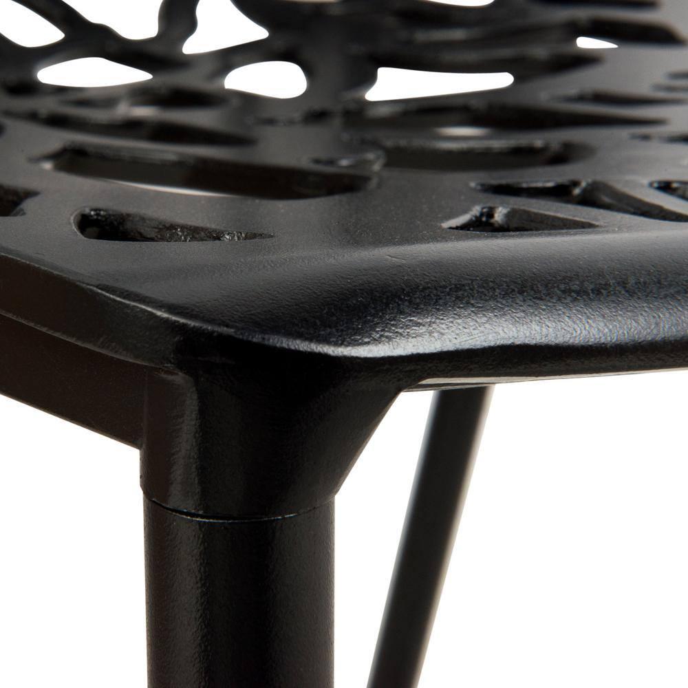 LeisureMod Devon Modern Aluminum Outdoor Stackable Dining Chair, Black