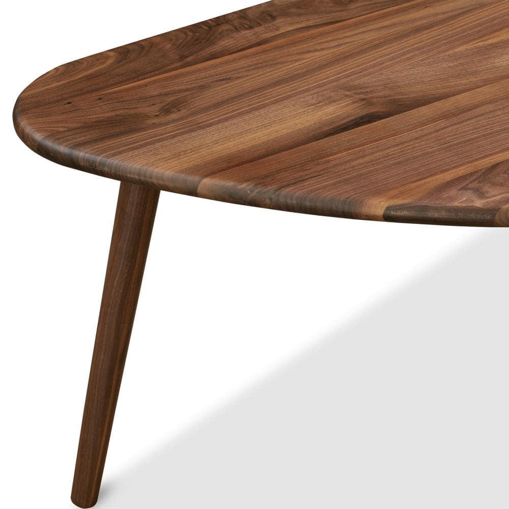 Poly & Bark Forma Coffee Table American Black Walnut: Mid Century Solid Wood, Half Moon Shape, 17" Height