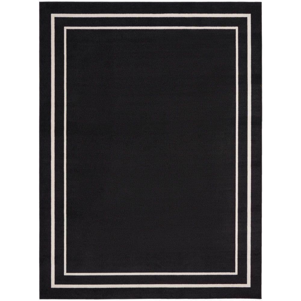 Nourison Essentials 9' x 12' Black Ivory Contemporary Indoor/Outdoor Rug