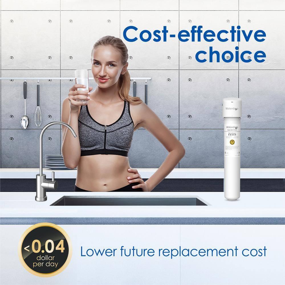 Waterdrop 17UBW-UF 0.01 μm Ultra Filtration Under Sink Water Filter System for Baçtёria Reduction, Reduces Lead, Chlorine, Bad Taste & Odor, 24K Gallons, with Dedicated Brushed Nickel Faucet, USA Tech