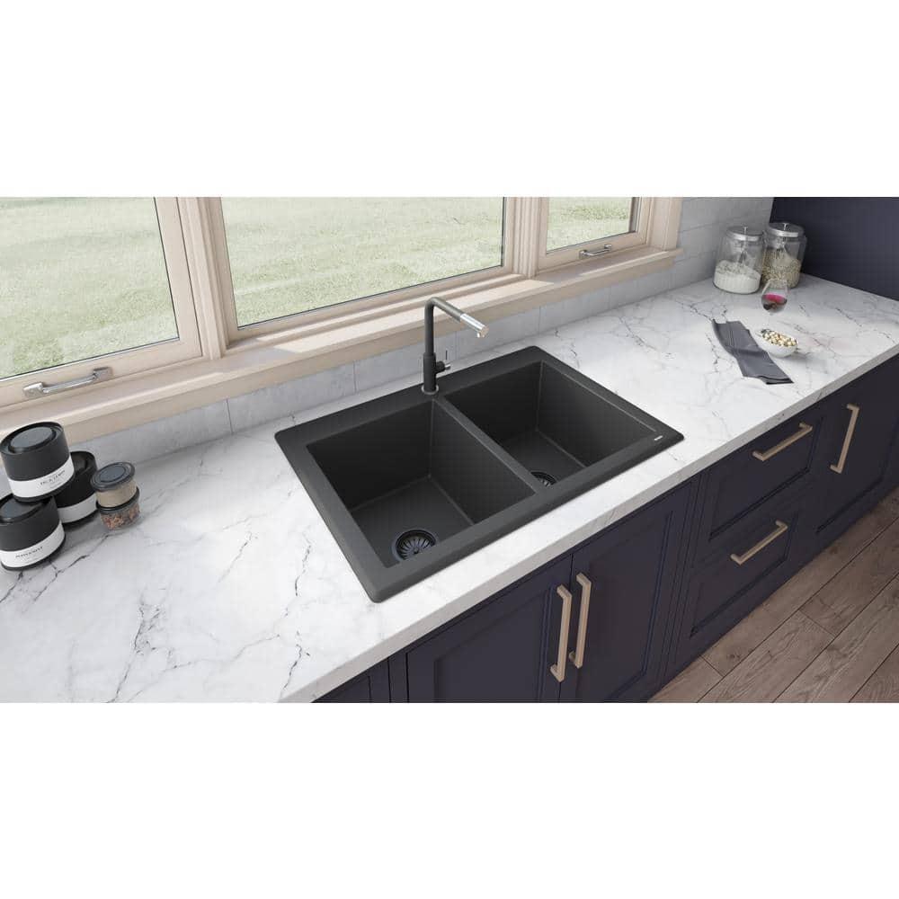 Ruvati 33 x 22 inch epiGranite Top-Mount Granite Composite Kitchen Sink