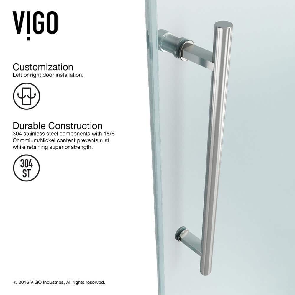Elan 56-60" W x 66" H Sliding Frameless Tub Door with 3/8" Clear Glass