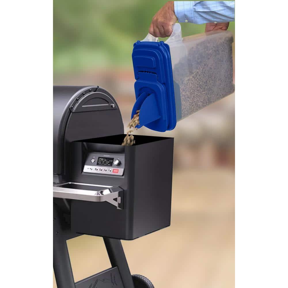 Clear and Blue Heavy-Duty Wood Pellet Storage Dispenser