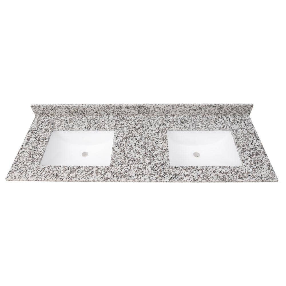 61 in. x 22 in. D Bathroom Vanity Top with Double Sinks