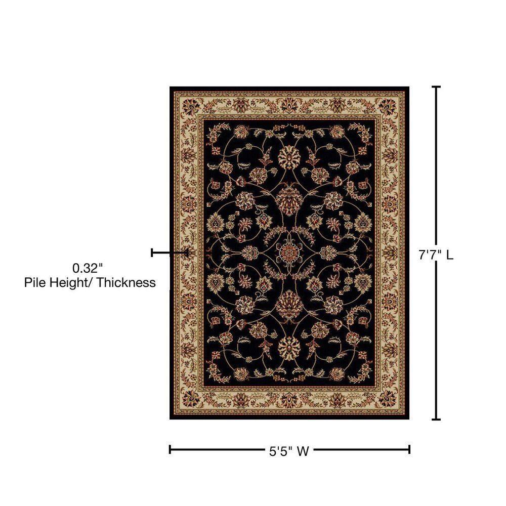 Radici Usa Como Area Rug 1596 Black Italian Bordered 5' 5" x 7' 7" Rectangle