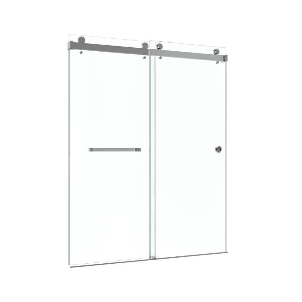 KOBIWORKS Kw03 60 In. W X 76 In. H Single Sliding Frameless Shower Door With 3/8 In. Clear Glass KW036076CH