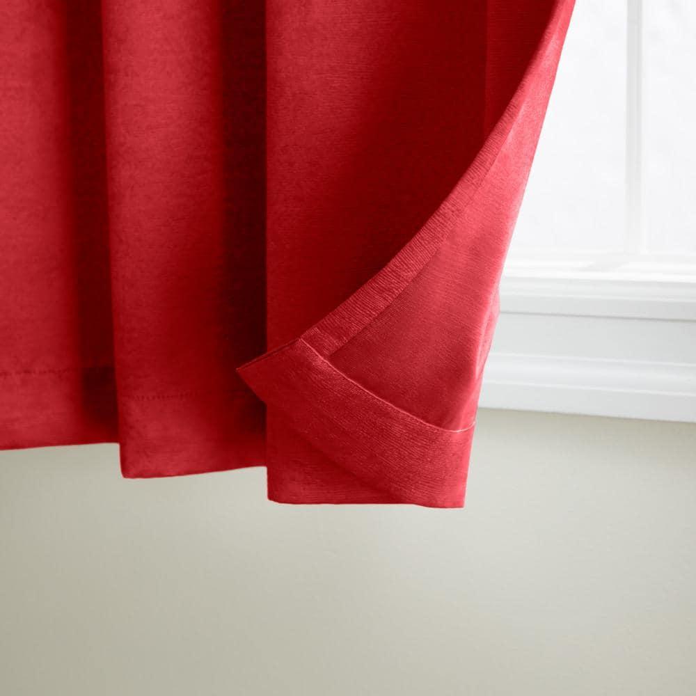 Set of 2 96"x52" Oxford Textured Sateen Thermal Room Darkening Grommet Top Window Curtain Panel Chili Red - Exclusive Home