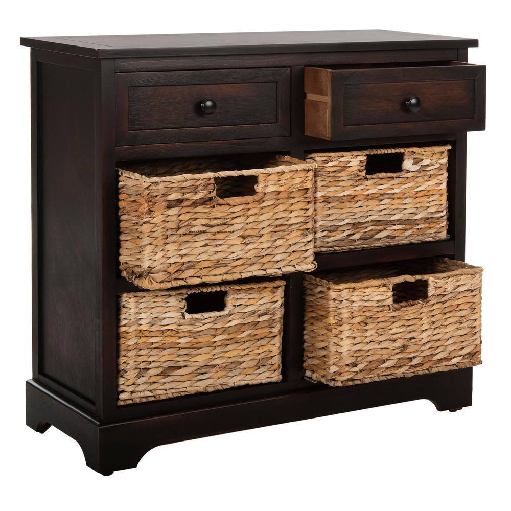 Herman Storage Unit with Wicker Baskets - Brown - Safavieh.