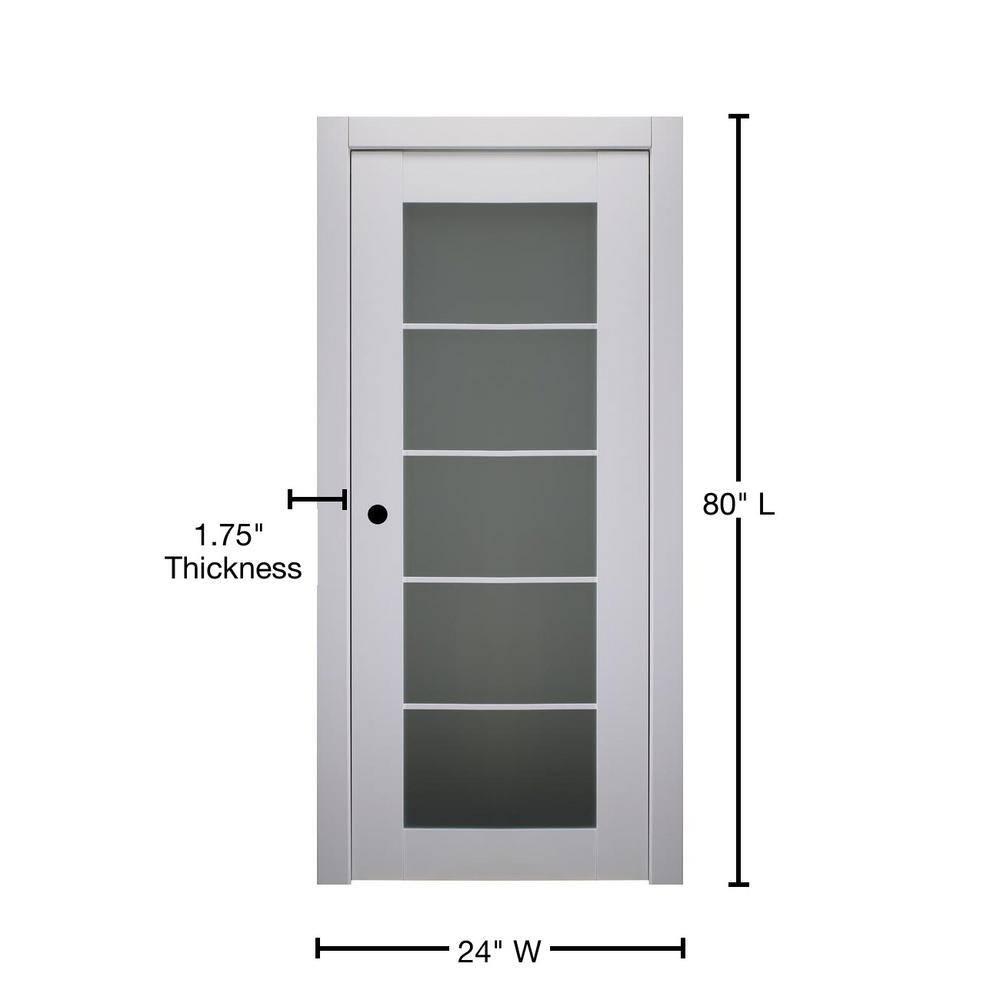 Belldinni Smart Pro 5-Lite DIY-Friendly Manufactured Wood and Glass Single Prehung Interior Door