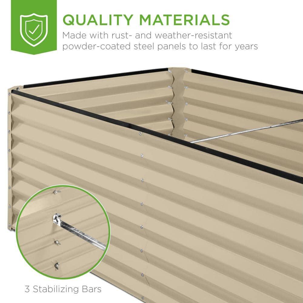 Best Choice Products 8x4x2ft Outdoor Metal Raised Garden Bed, Planter Box for Vegetables, Flowers, Herbs - Beige