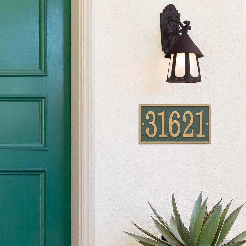 Green and Gold Aluminum Rectangle Address Plaque