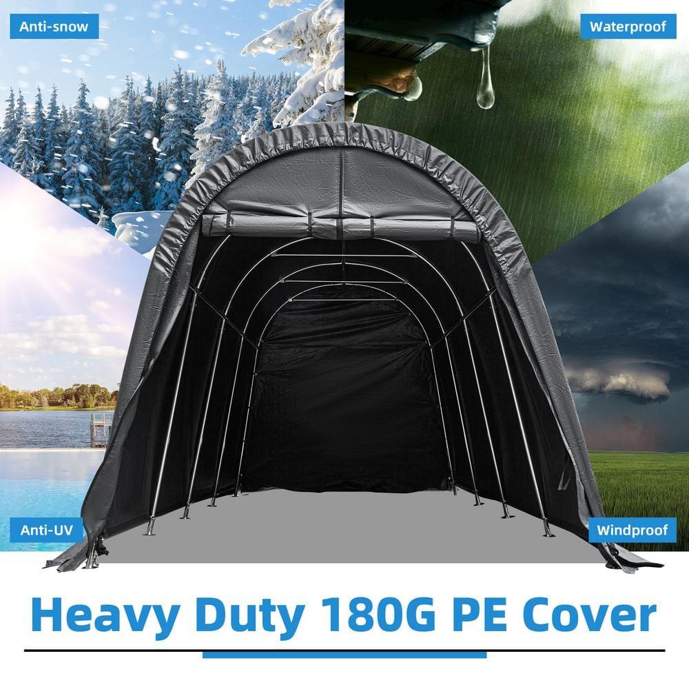 EROMMY Erommy 10 Ft. W x 20 Ft. D Galvanized Steel Portable Garage, Anti-Snow Carport, Storage Shed Canopy