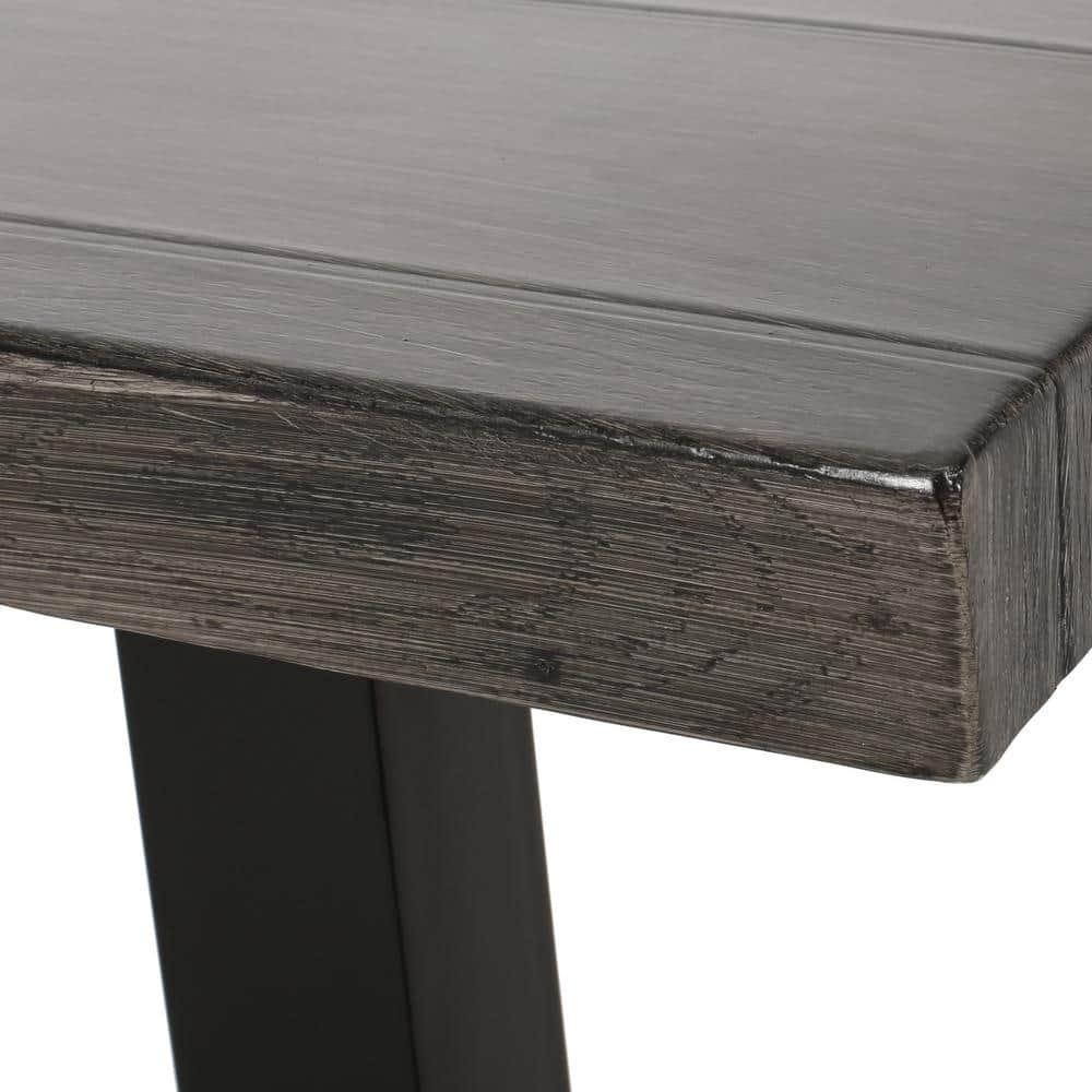 Noble House Pointe 68.75" Aluminum Patio Dining Table in Gray and Black
