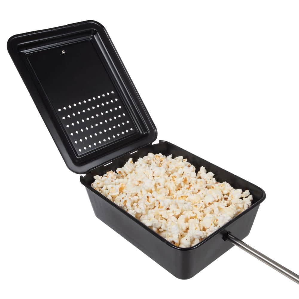 Great Northern Popcorn Campfire Popcorn Popper - Old Fashioned Popcorn Maker with Nonstick Finish and Extended Handle - Camping Gear and Campfire Cooking Equipment by Great Northern Popcorn (Black)