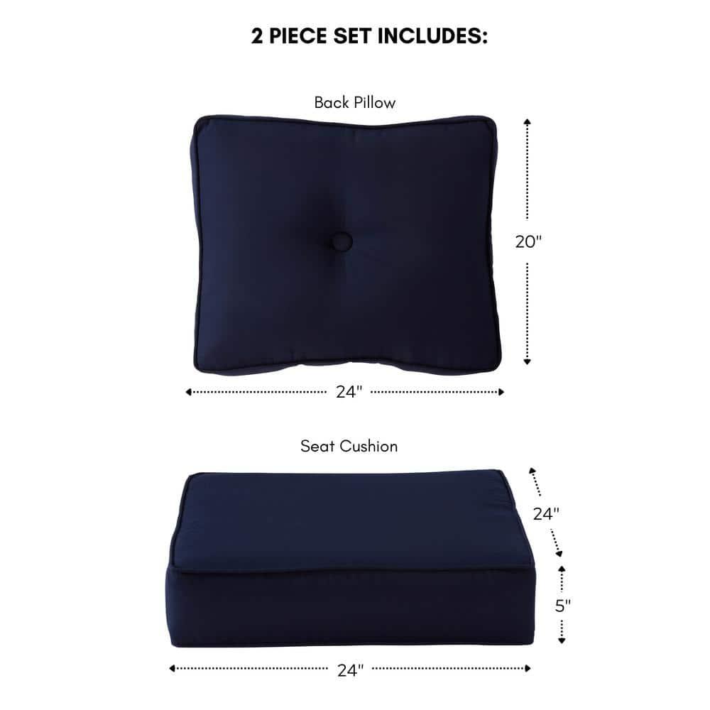 Sunbrella 2-Piece Outdoor Deep Seat Cushion Set in Canvas Navy