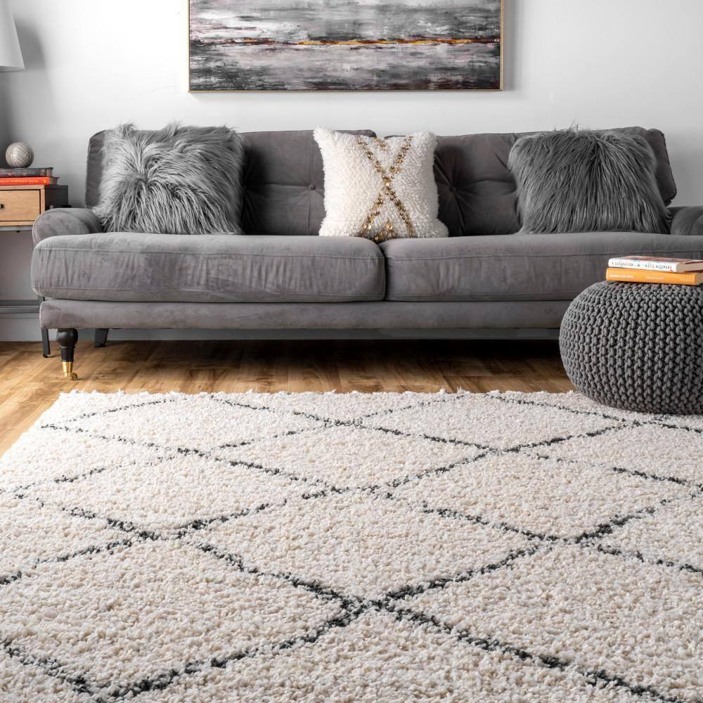 Nuloom Jessie Trellis 10x14 Indoor Area Rug for Living Room Bedroom Dining Room, Off White/Charcoal