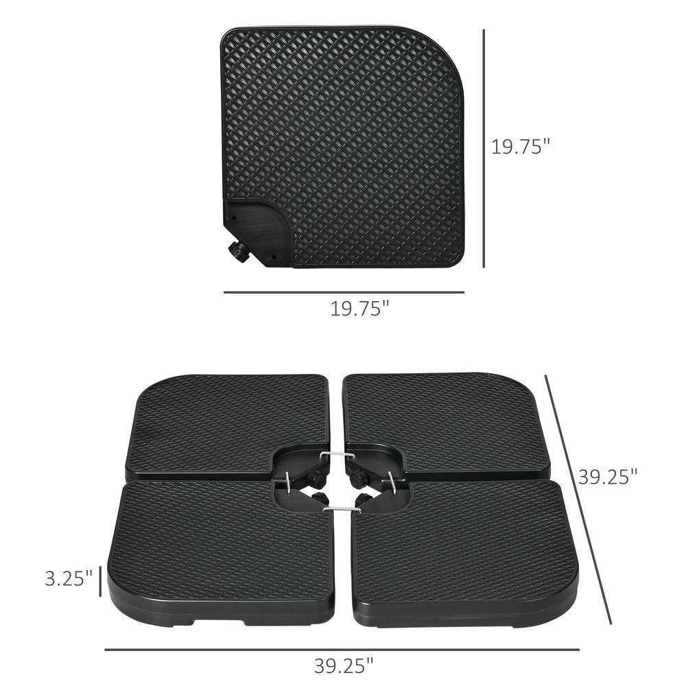 Outsunny 175 lb Black Plastic Patio Umbrella Base, Waterproof(4 Count)