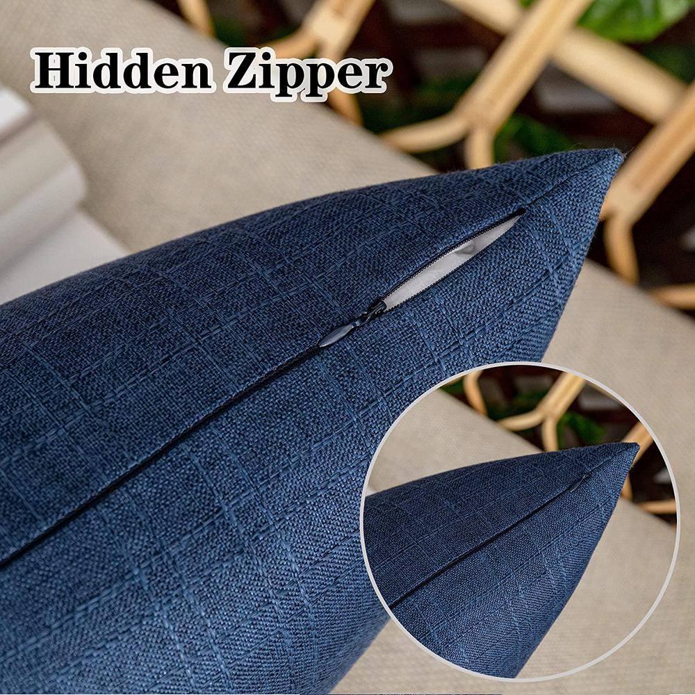 Kevin Textile Pack of 2 Outdoor Waterproof Pillow Covers Throw Pillow Covers Decorative Pillowcases Classic Checkered Pillow Cases for Sofa Couch Patio Garden 24x24 Inch Blue