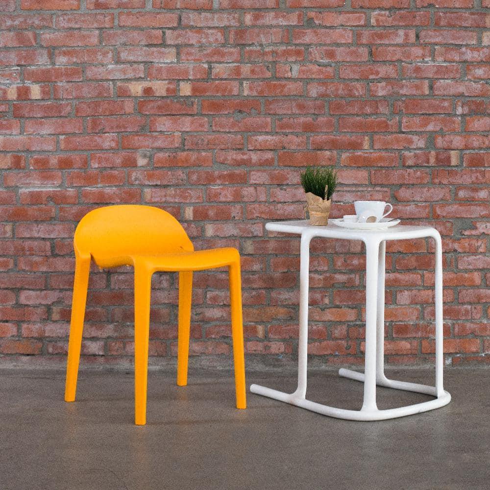 2pc Joyous Short Stools - Orange - Lagoon: Resin Frame, Contoured Seat, Mold & UV Resistant, No Assembly Required