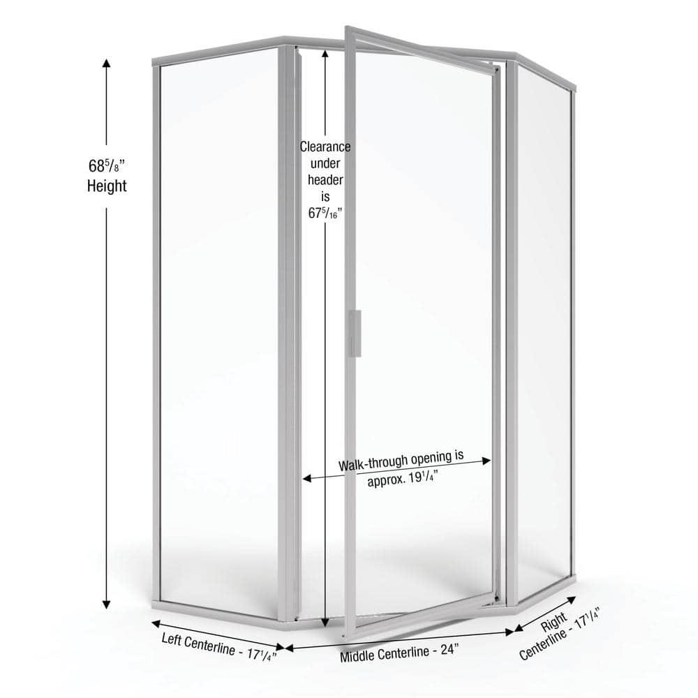 Deluxe 57.625'' W 65.12'' H Framed Neo-angle Reversible Shower Enclosure